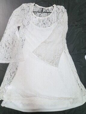 Ivory Lace Sheer Dress With Slip